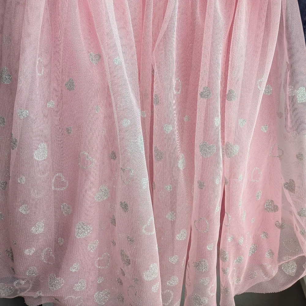**3 For $12** Justice Girls Denim & Pink Tulle Tutu Dress Sparkle Hearts